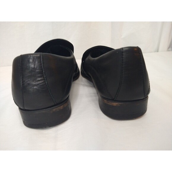 Kenneth Cole Size 8M Run Around Black Leather Slip On Dress Shoes Square Toe - Picture 4 of 11